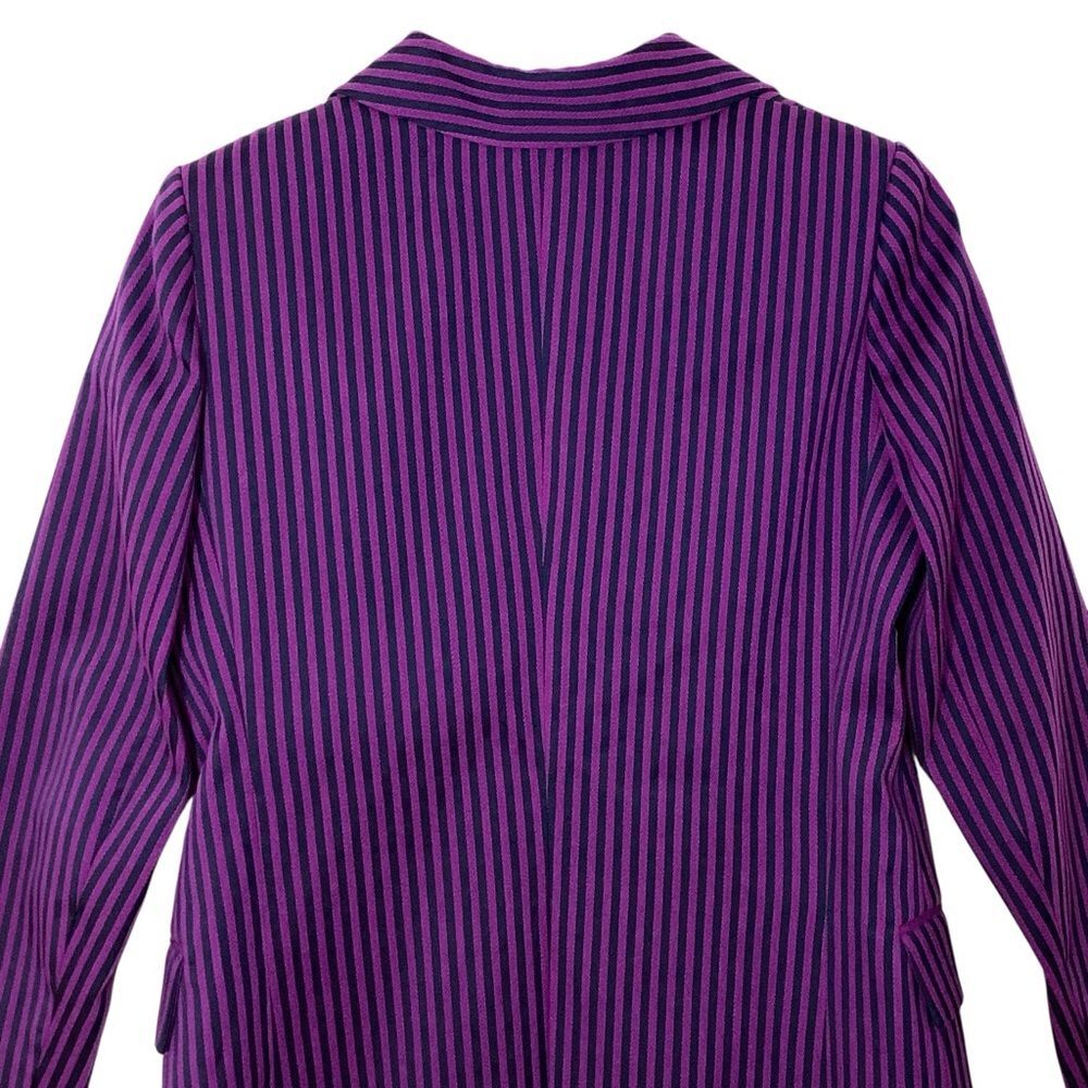 Maison Rabih Kayrouz Striped Blazer Jacket Purple Navy Tailored Minimalist 38 - Picture 8 of 12